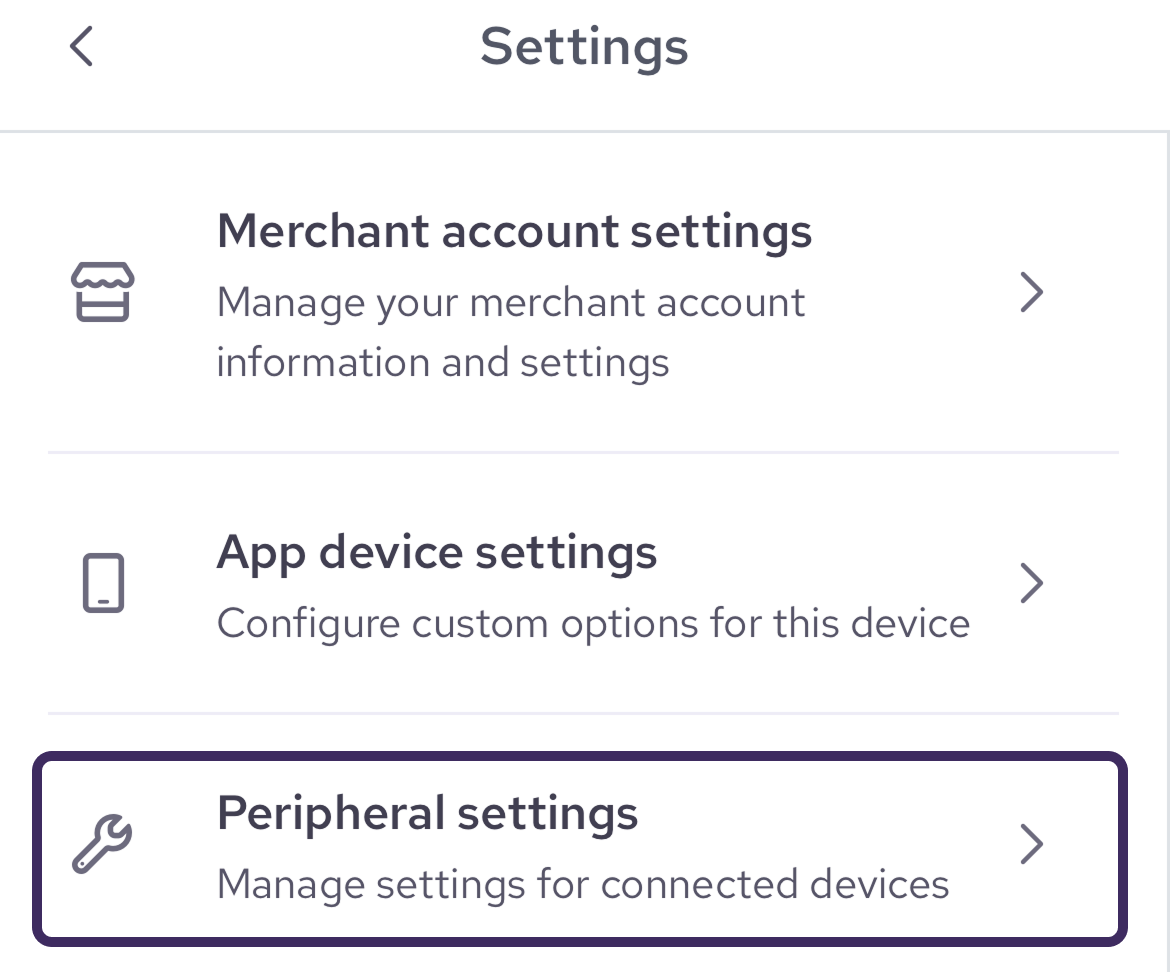 Peripheral settings option