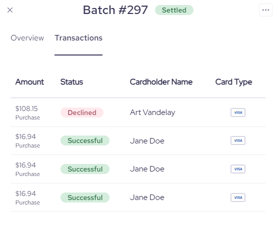 Transaction list from Drawer