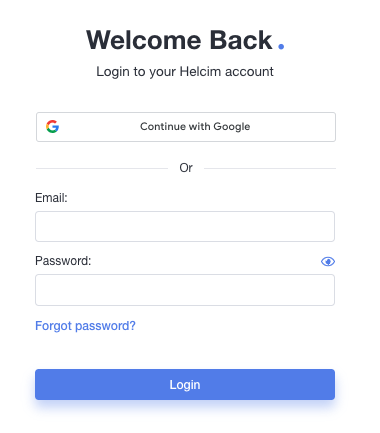 welcome back login to your Helcim account