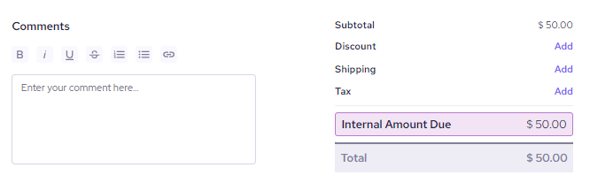 discount, shipping, tax and tip