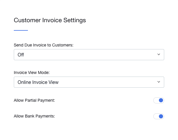 customer invoice settings