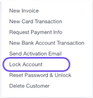 Lock Account in drop down menu
