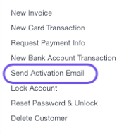 Send Activation Email in drop down menu