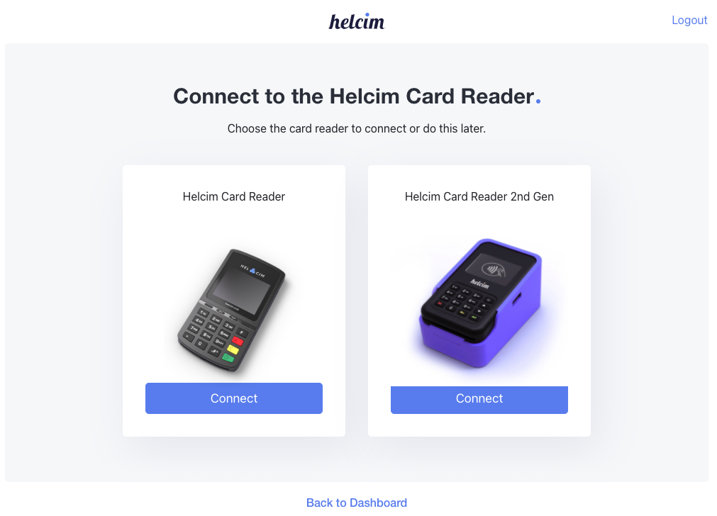 connect to the Helcim Card Reader