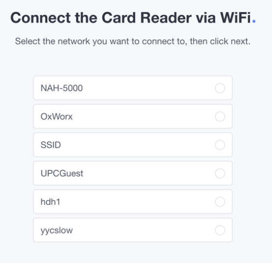 connect the card reader via wifi