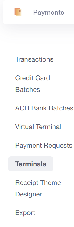 Terminals menu button