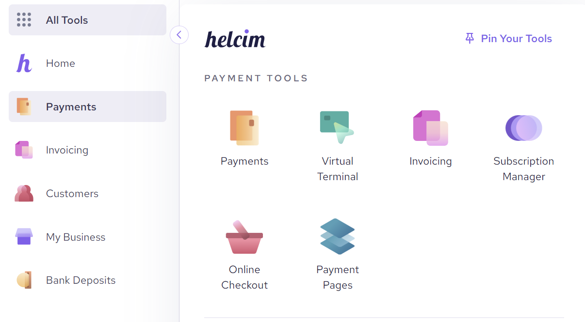 Payment tools menu