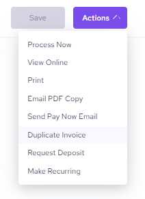 duplicate invoice