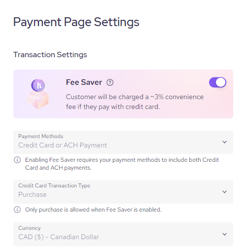 Payment Page Settings