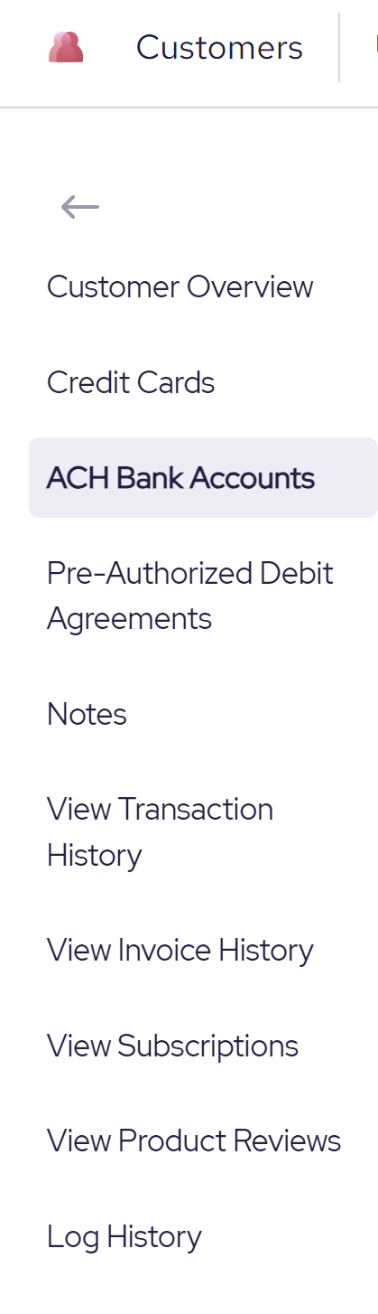 Select ACH bank accounts in Helcim setting