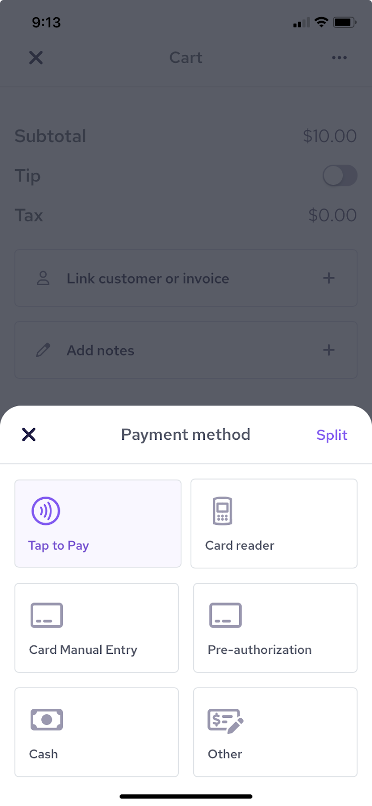 Select payment method