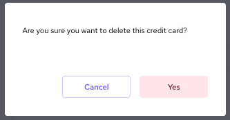 Confirm to delete customer's credit cards from Helcim