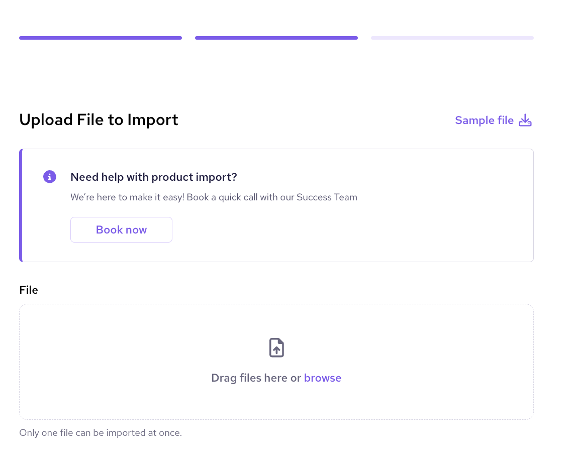 Upload CSV file to Helcim to import products