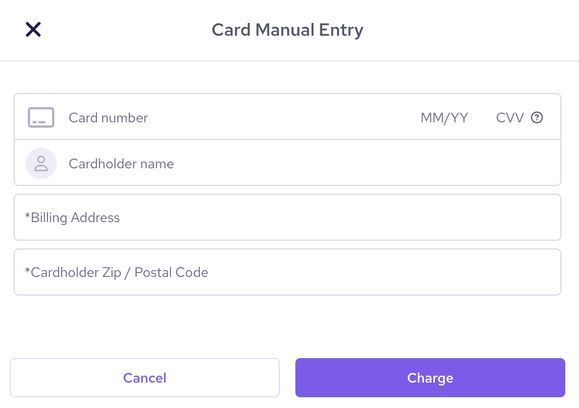 Input card detail for manual charge using Helcim POS desktop app