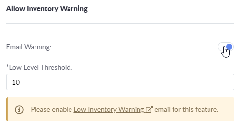 allow inventory warning
