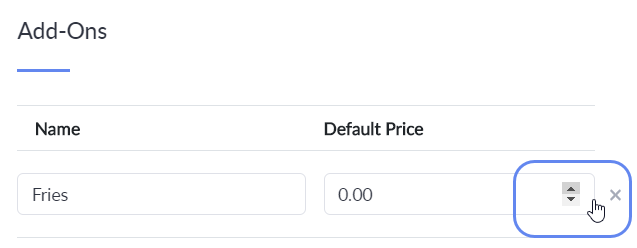 add-ons default price