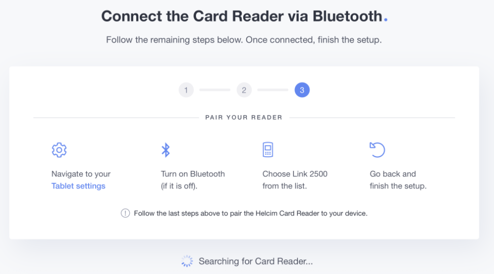 Connect the Helcim Card Reader via Bluetooth