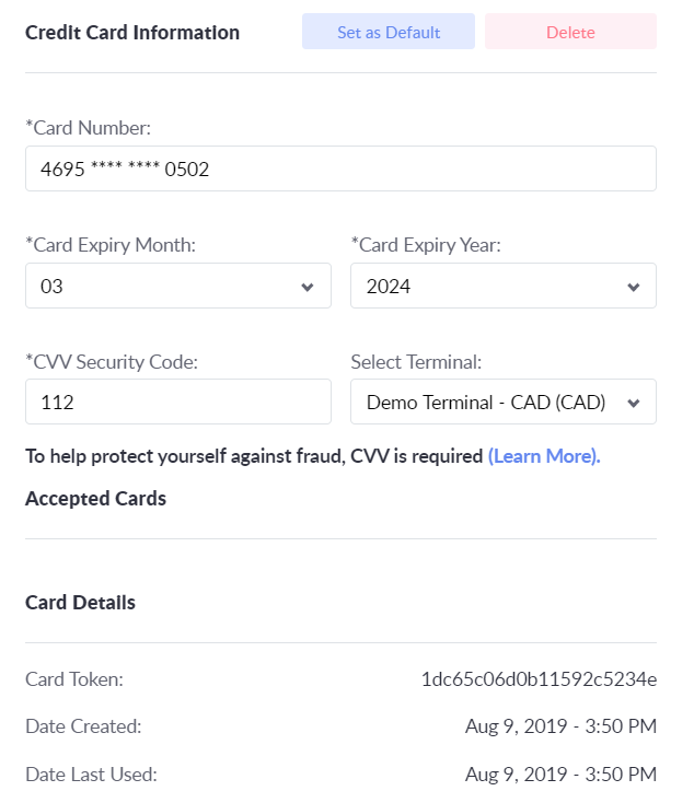 credit card information