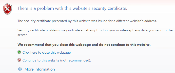 security certificate alert