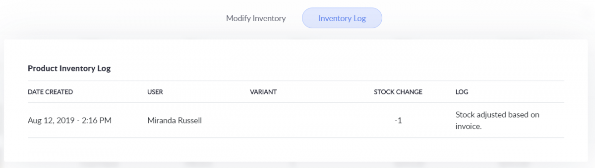 inventory log