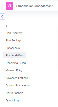 subscription management plan add-ons