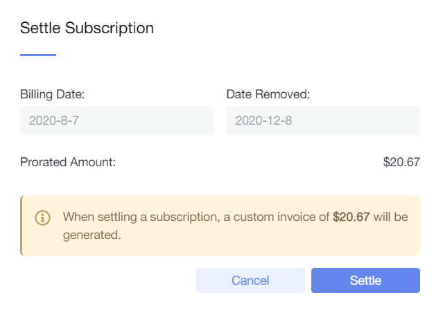 settle subscription