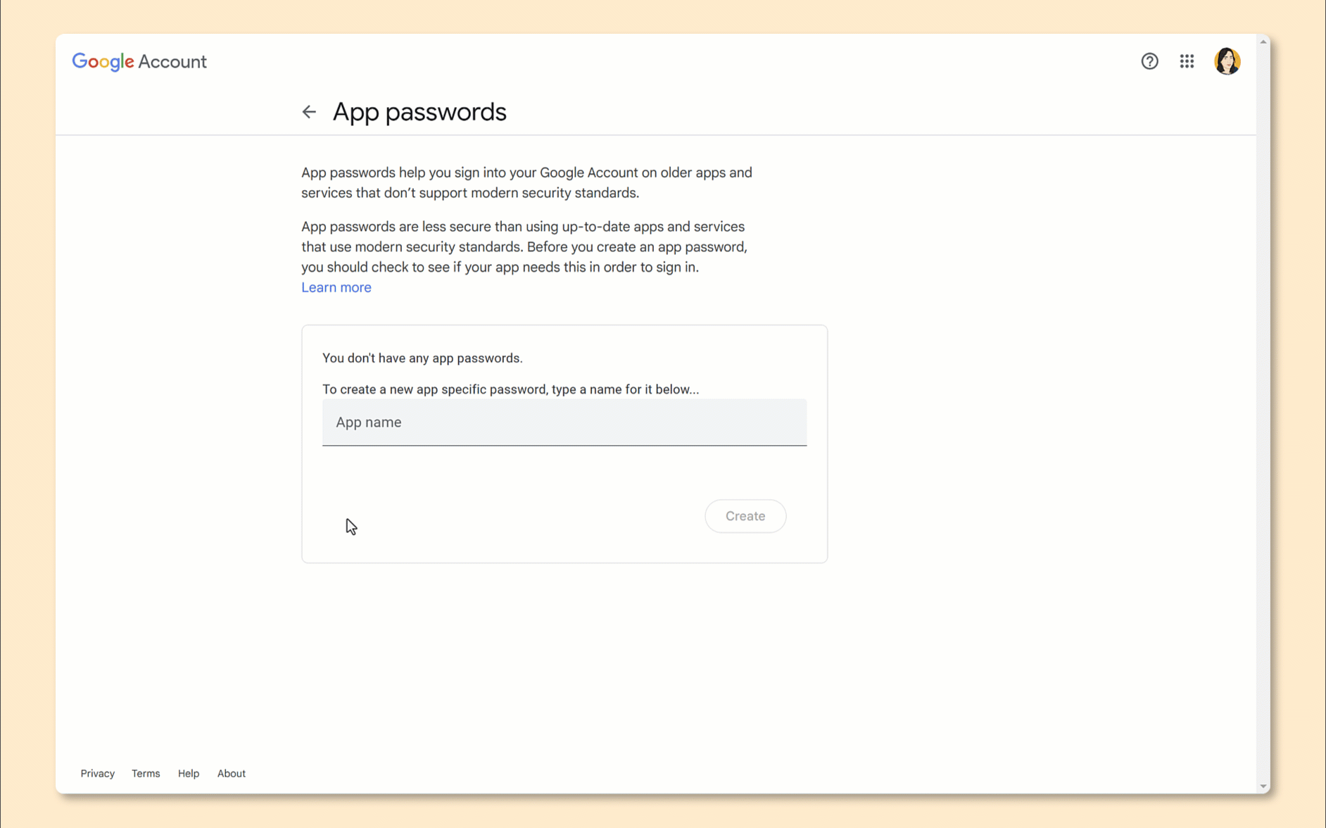 CreatingGoogleAppPassword