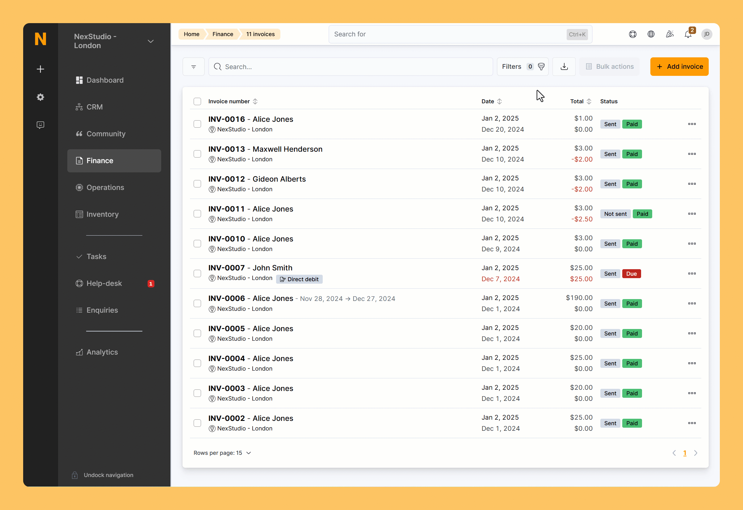 FilteringInvoices
