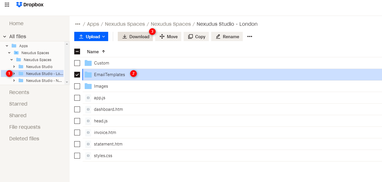 Using Dropbox with the Template Editor