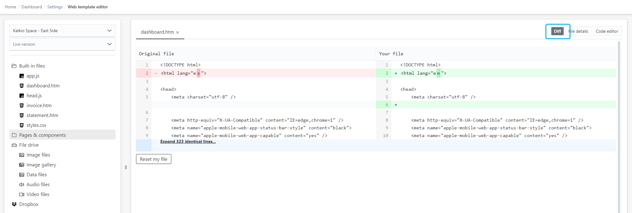Using the Web Templates Editor