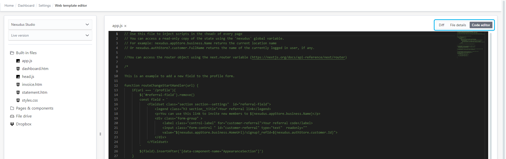 Web Template Editor
