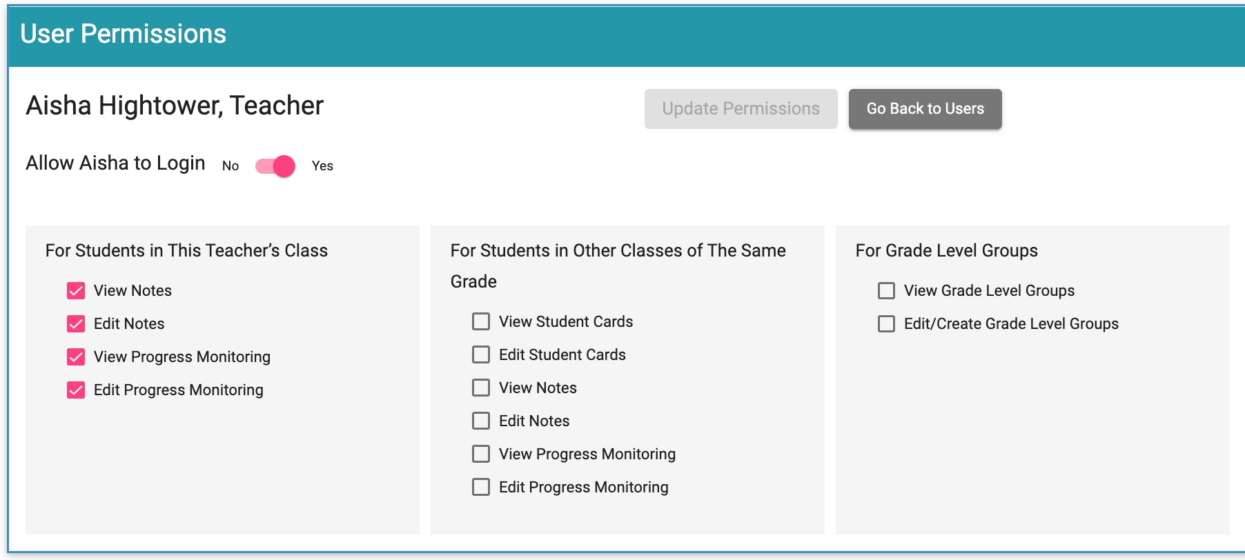 Class Composer User Permissions