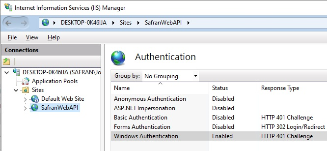 API Security Kerberos Windows Authentication