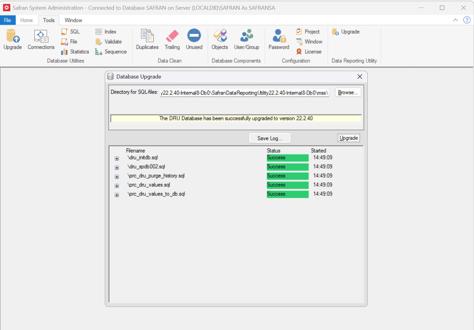 DRU Database Upgraded Succesfully