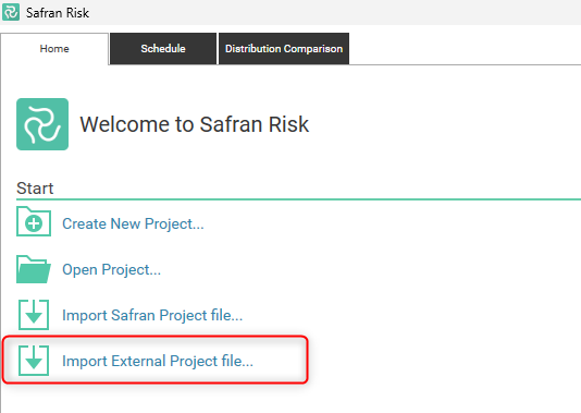 How to import external project files in Safran Risk