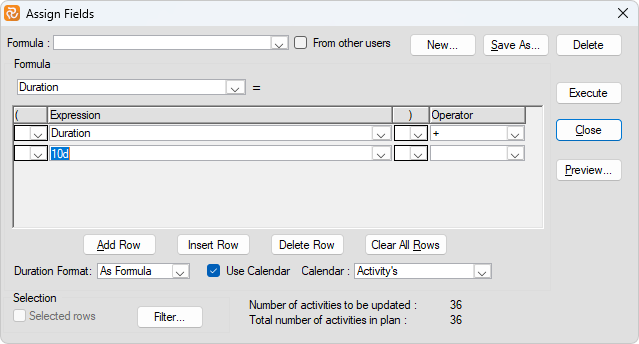 Planner Assign Fields