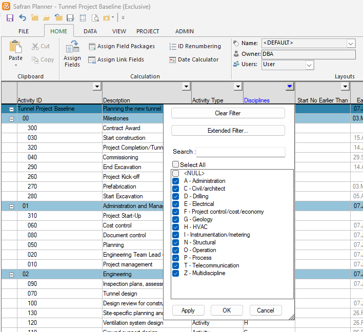 Planner AutoFilter Checkboxes