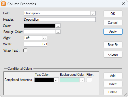 Planner Conditional Colors