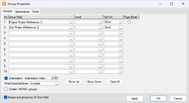 convert to outline from reference fields