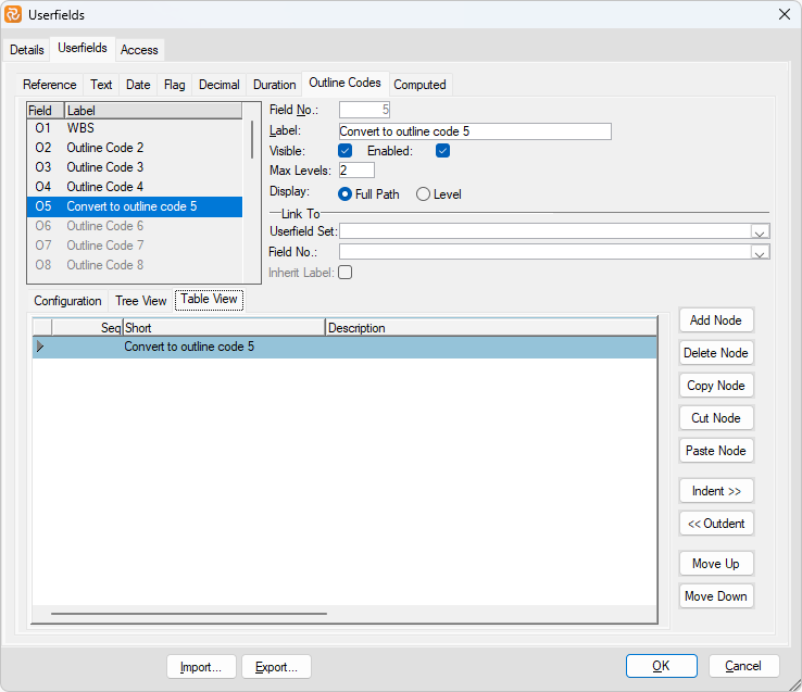 convert to outline from reference fields