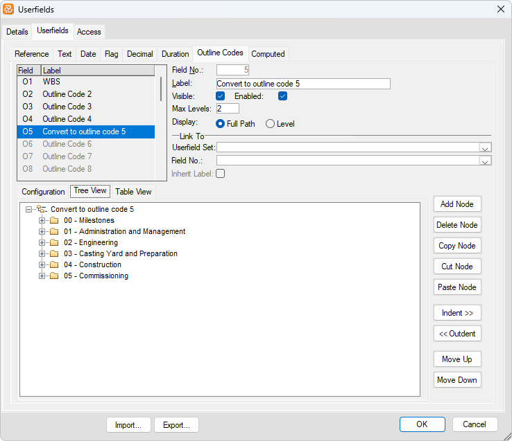 convert to outline from reference fields