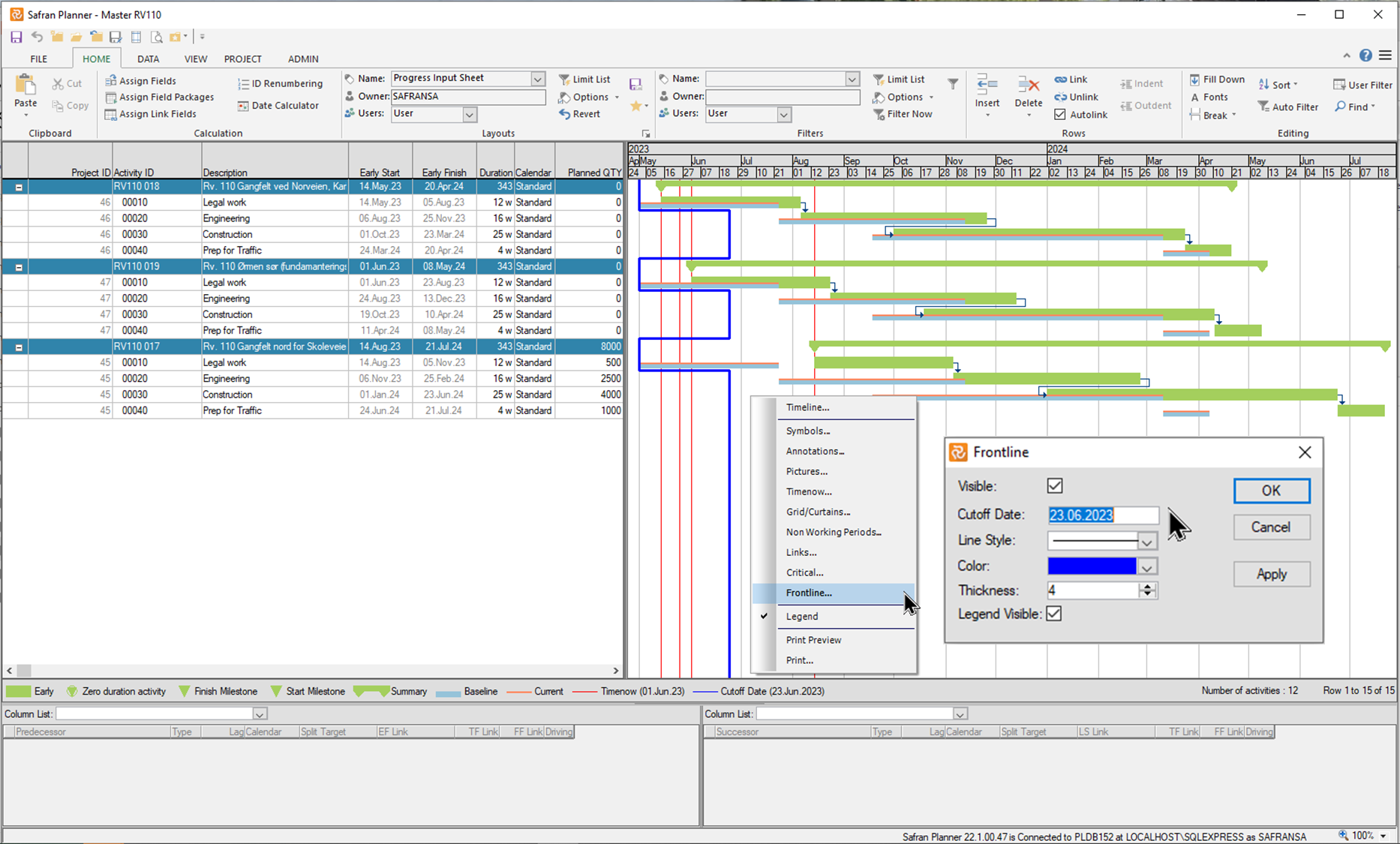 Planner Cutoff Date In Frontline Config