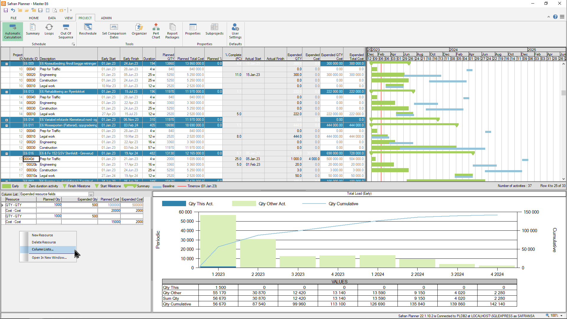 Planner Enter Progress Expended Add Progress Column in Resource View