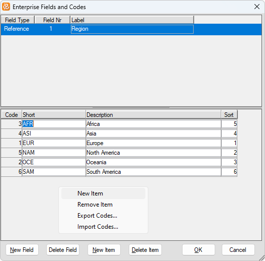 Planner Enterprise Fields Configuration Drop Down