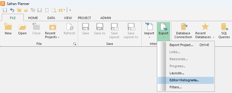 Import and export of Barchart Editor Histograms