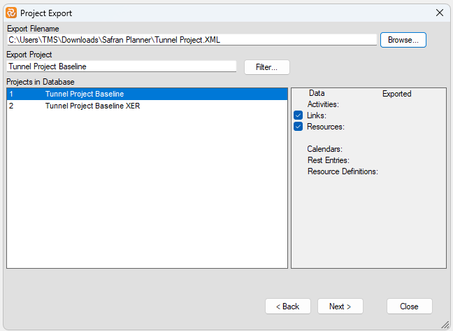 Planner Export MSP XML Data