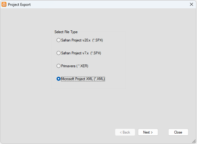 Planner Export MSP XML