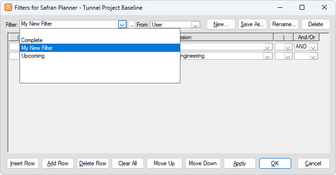 Planner Filter Drop Down