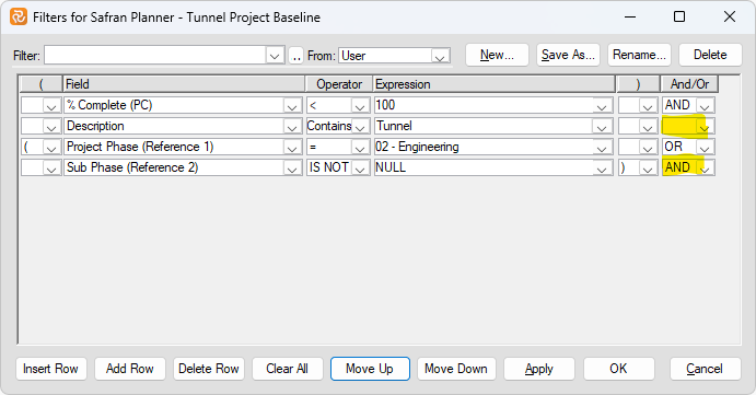 Planner Filter Operator MoveUpDown