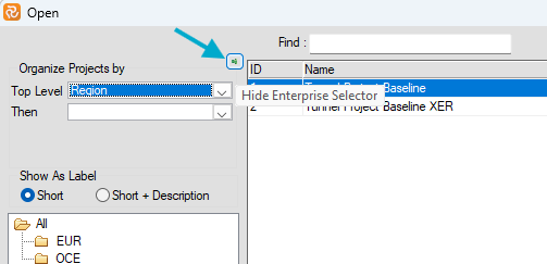 Planner Hide Project Selector